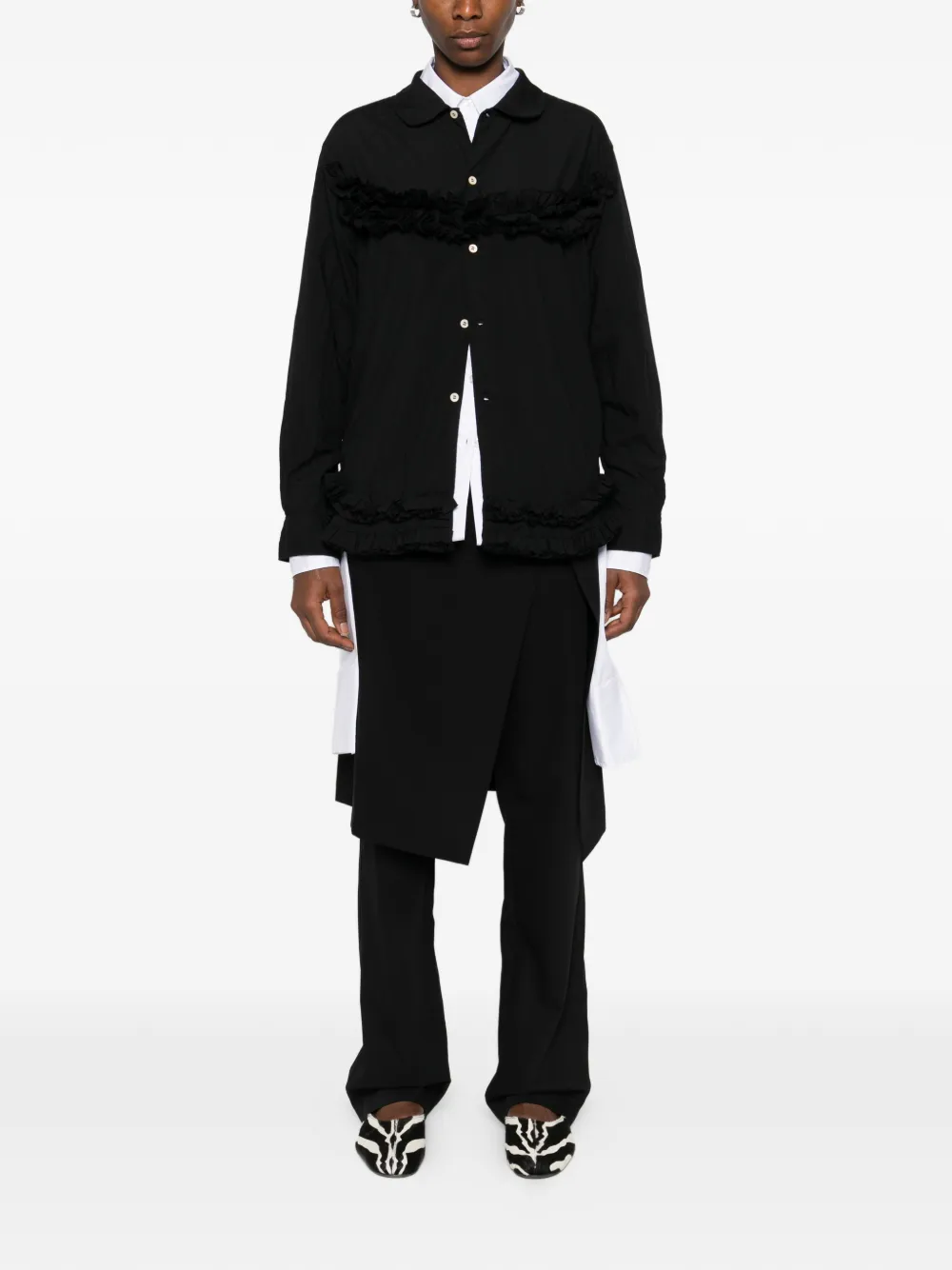  Black Comme Des Garçons Ruffled Buttoned Shirt 