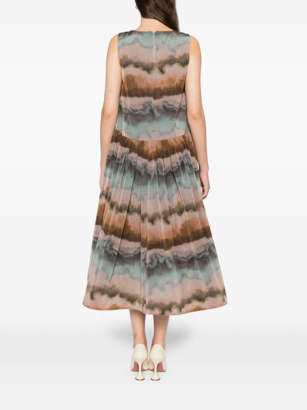 Amsale printed taffeta dress Beige