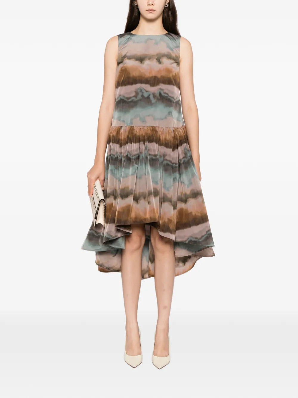 Amsale Taffeta jurk met print - Beige