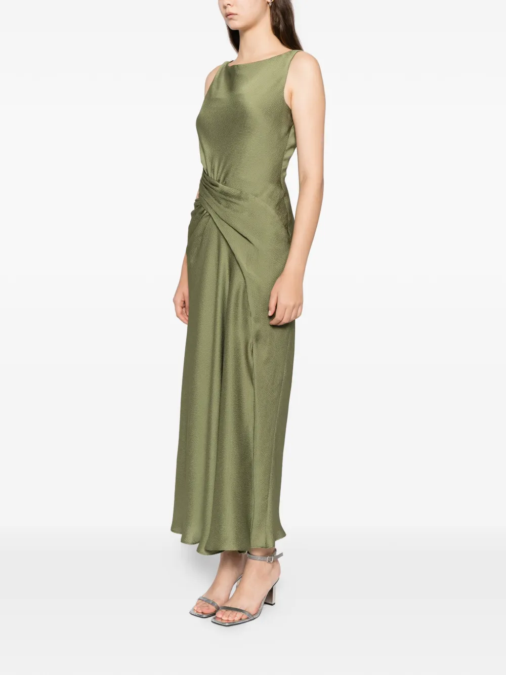 Amsale hammered satin dress Groen