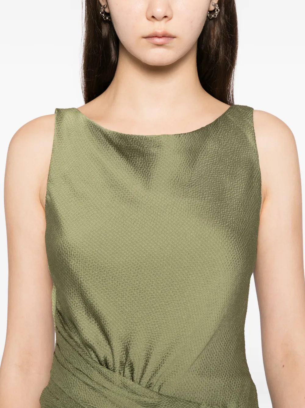 Amsale hammered satin dress Groen