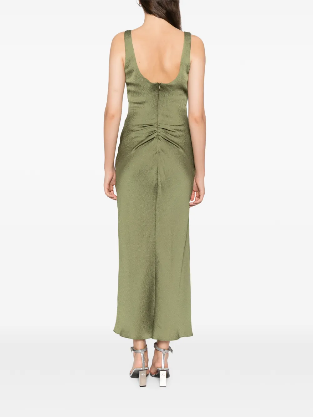 Amsale hammered satin dress Groen