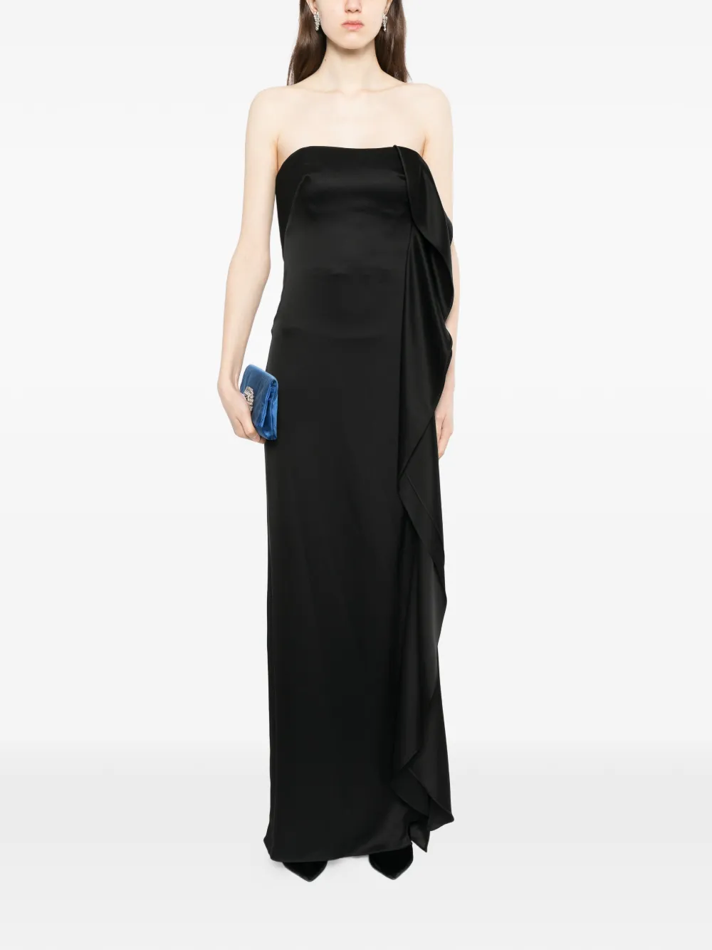 Amsale Cascade Maxi Dress - Black 