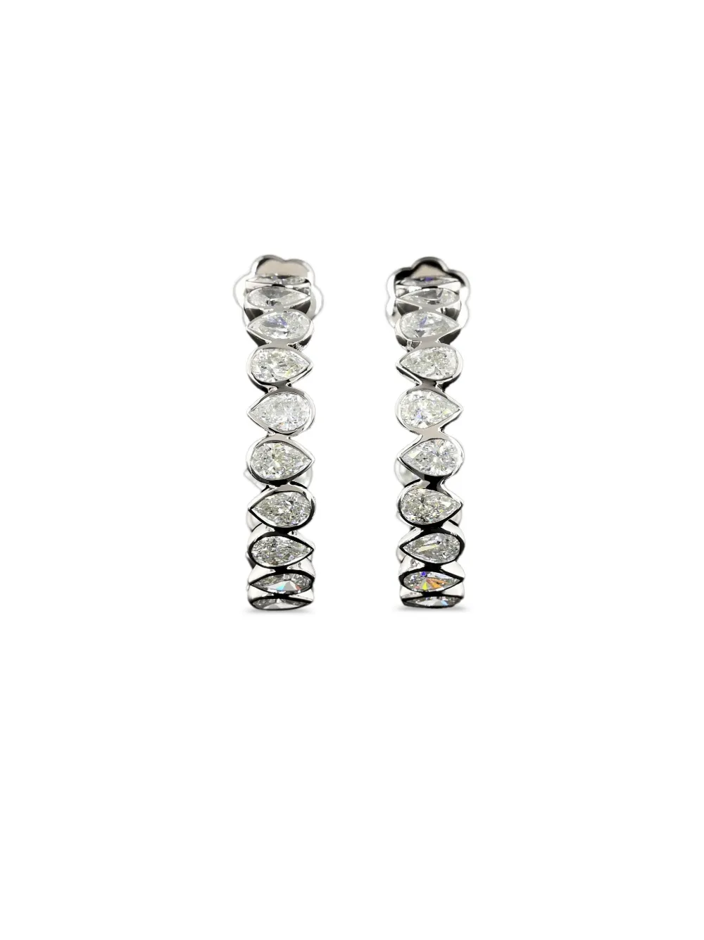 Jewels Aficionado 14K white gold diamond hoop earrings - シルバートーン