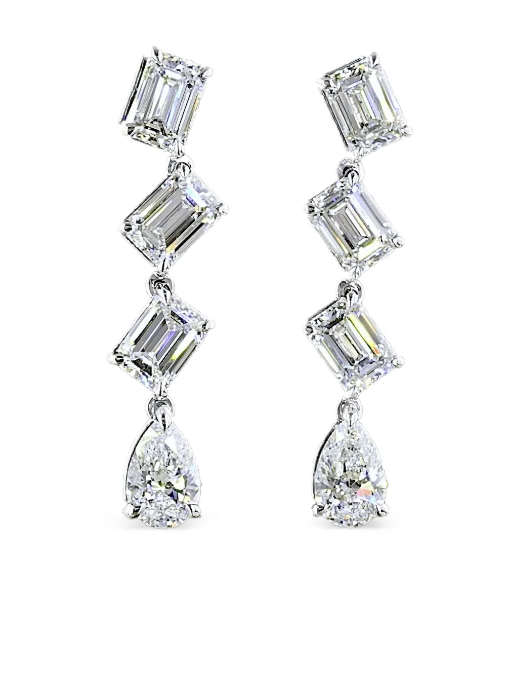 Jewels Aficionado 14K white gold drop diamond earrings - Argento