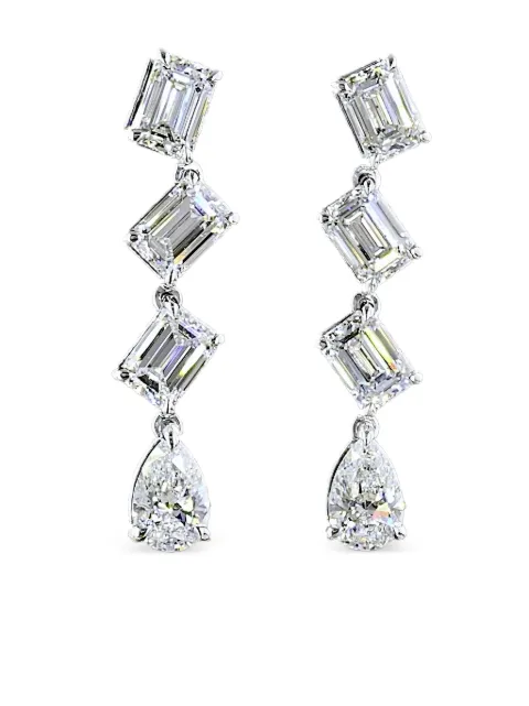 Jewels Aficionado aretes en oro blanco de 14kt con diamante