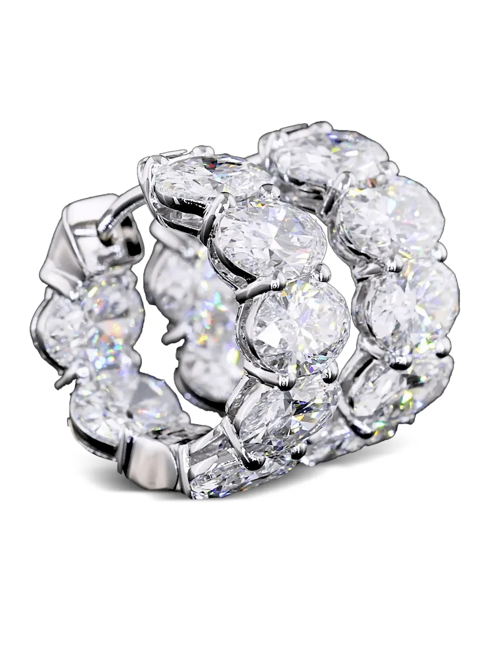14k White Gold Huggie Diamond Earrings