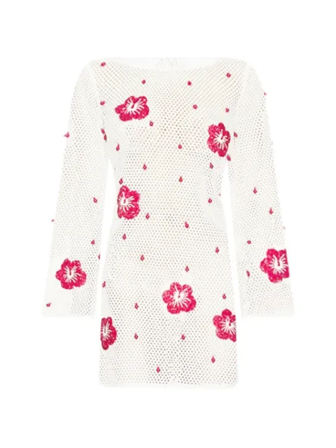 Leslie Amon flower beaded mini dress