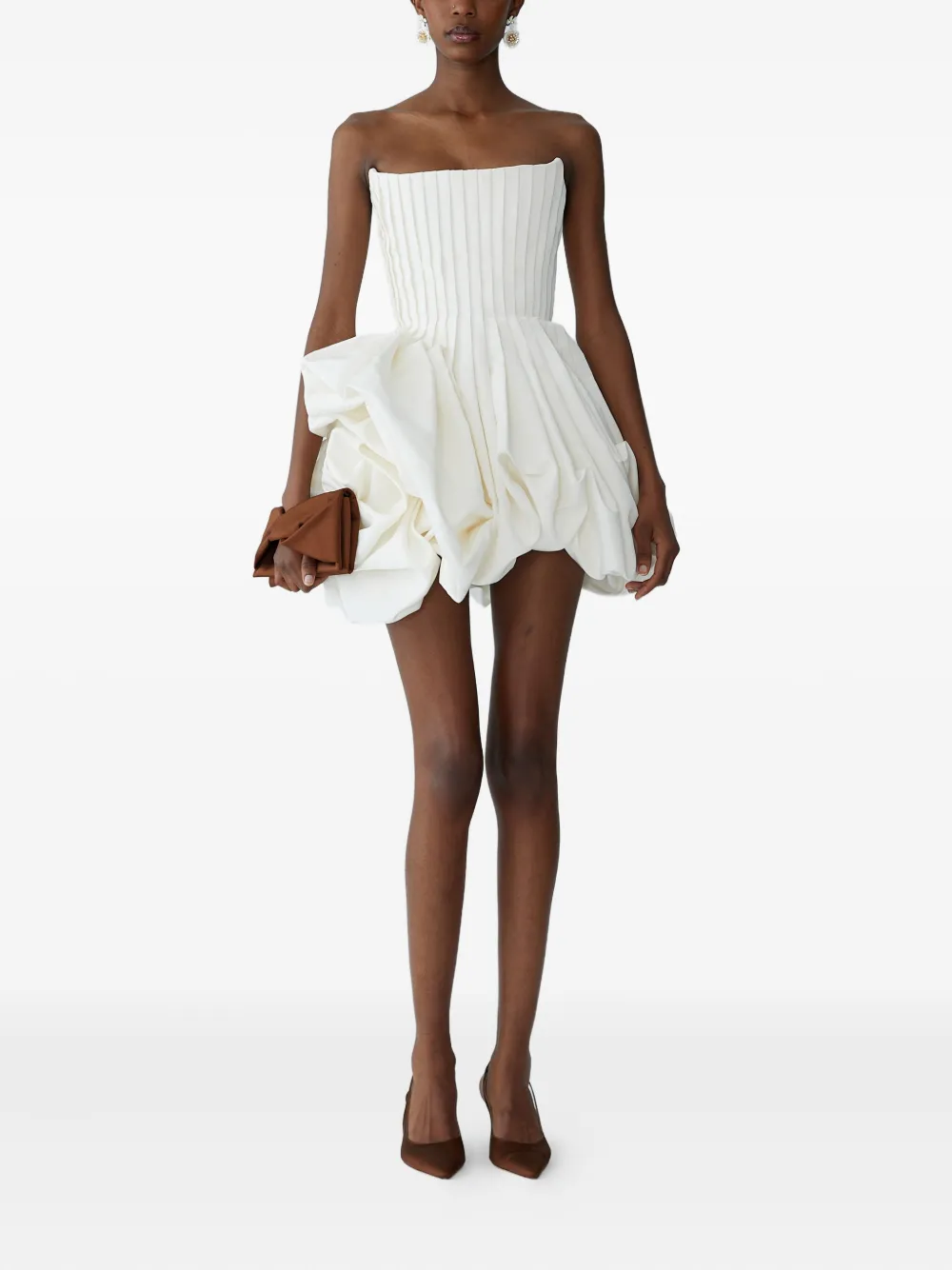 Carolina Herrera Geplooide mini-jurk - Wit