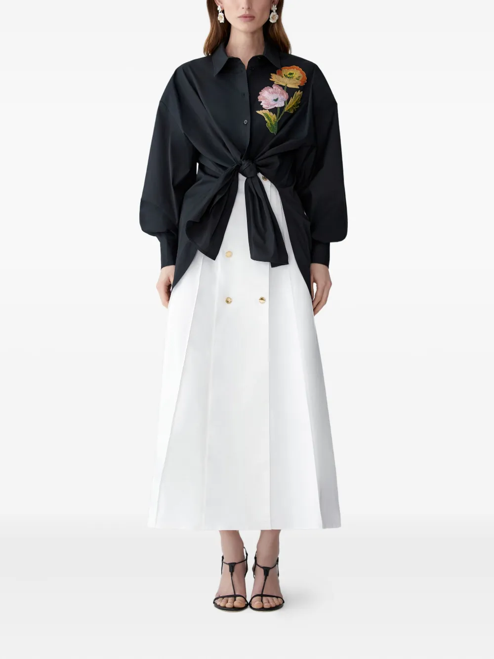 Carolina Herrera Midi-rok met knopen - Wit
