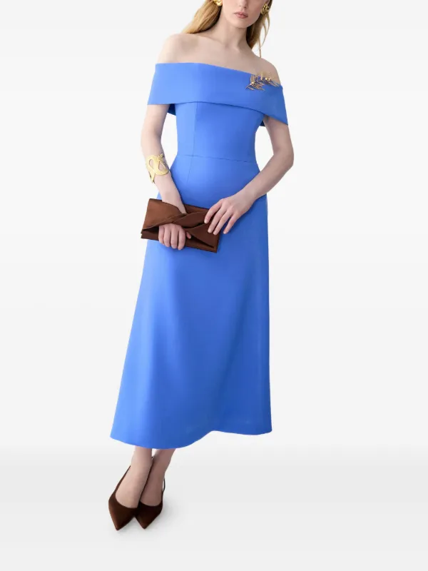 Carolina Herrera Off-Shoulder A-Line Midi Dress | Women | 2 US
