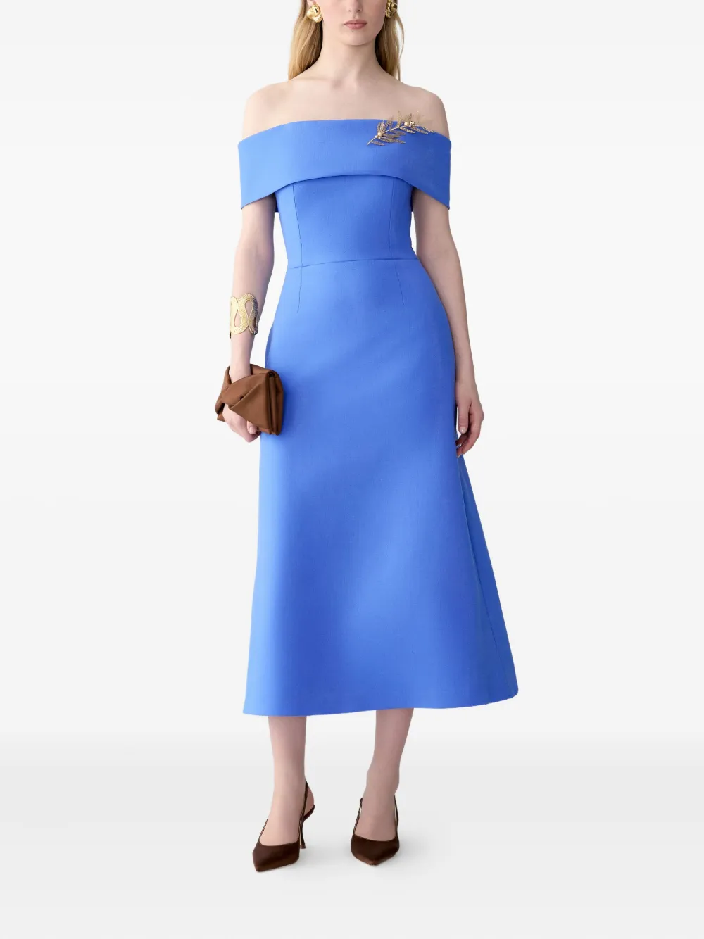 Carolina Herrera Off-shoulder midi-jurk - Blauw