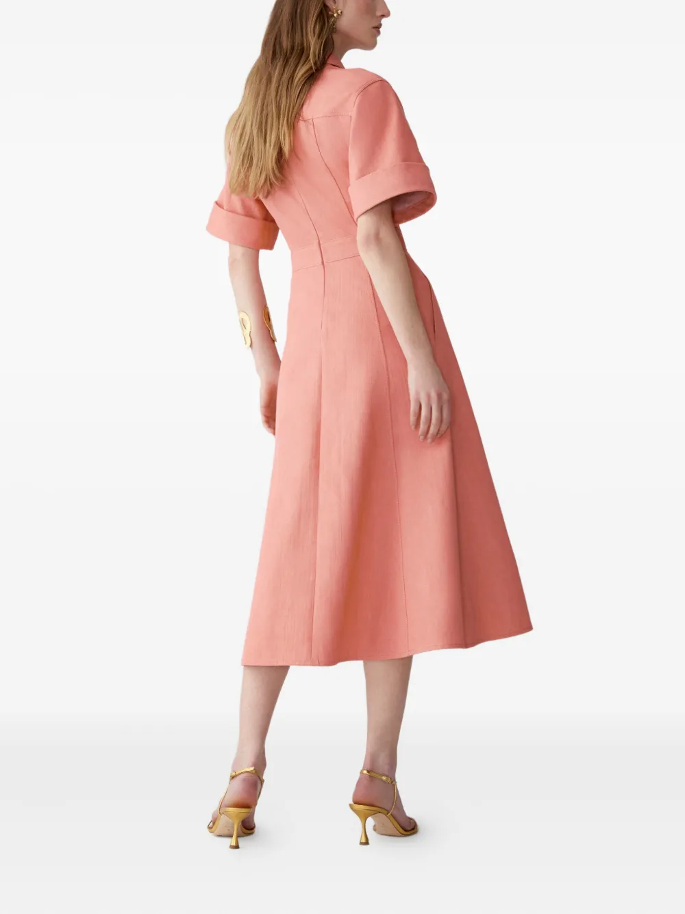Carolina Herrera Denim midi-jurk met knopen Roze