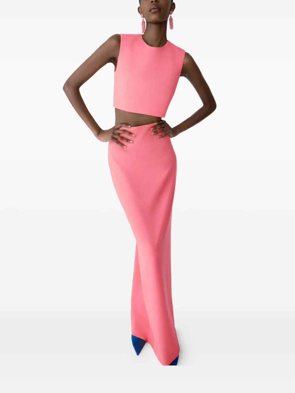Carolina Herrera Column-design Slit Maxi Skirt In Pink