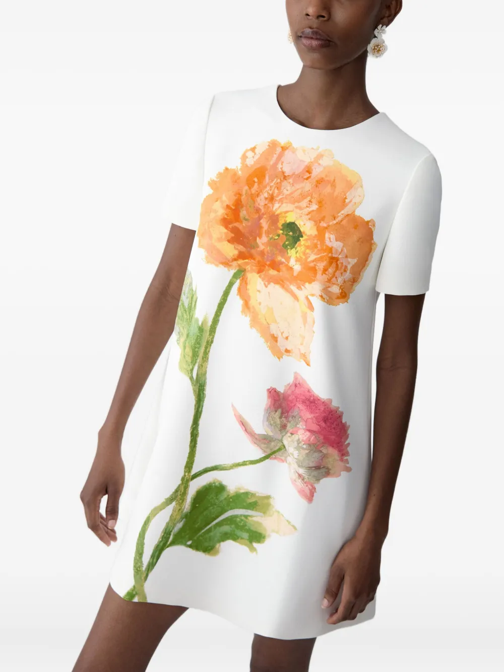 Carolina Herrera Mini-jurk met klaprozenprint Wit