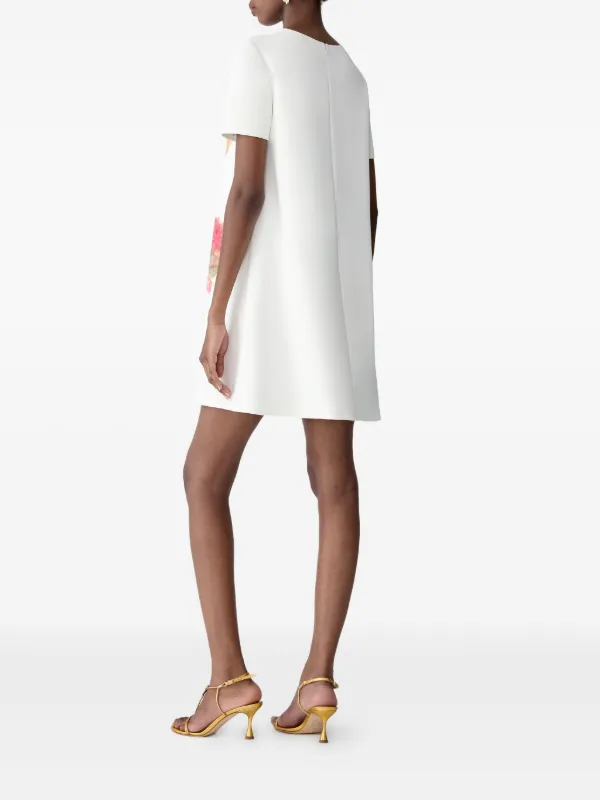 Carolina Herrera Women's Poppy Print Stretch Crepe A-Line Minidress - White - Mini Dresses