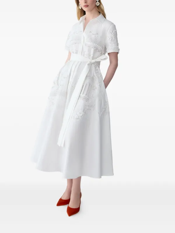 Carolina Herrera Women's Embroidered Shirt Dress - White - Size 14