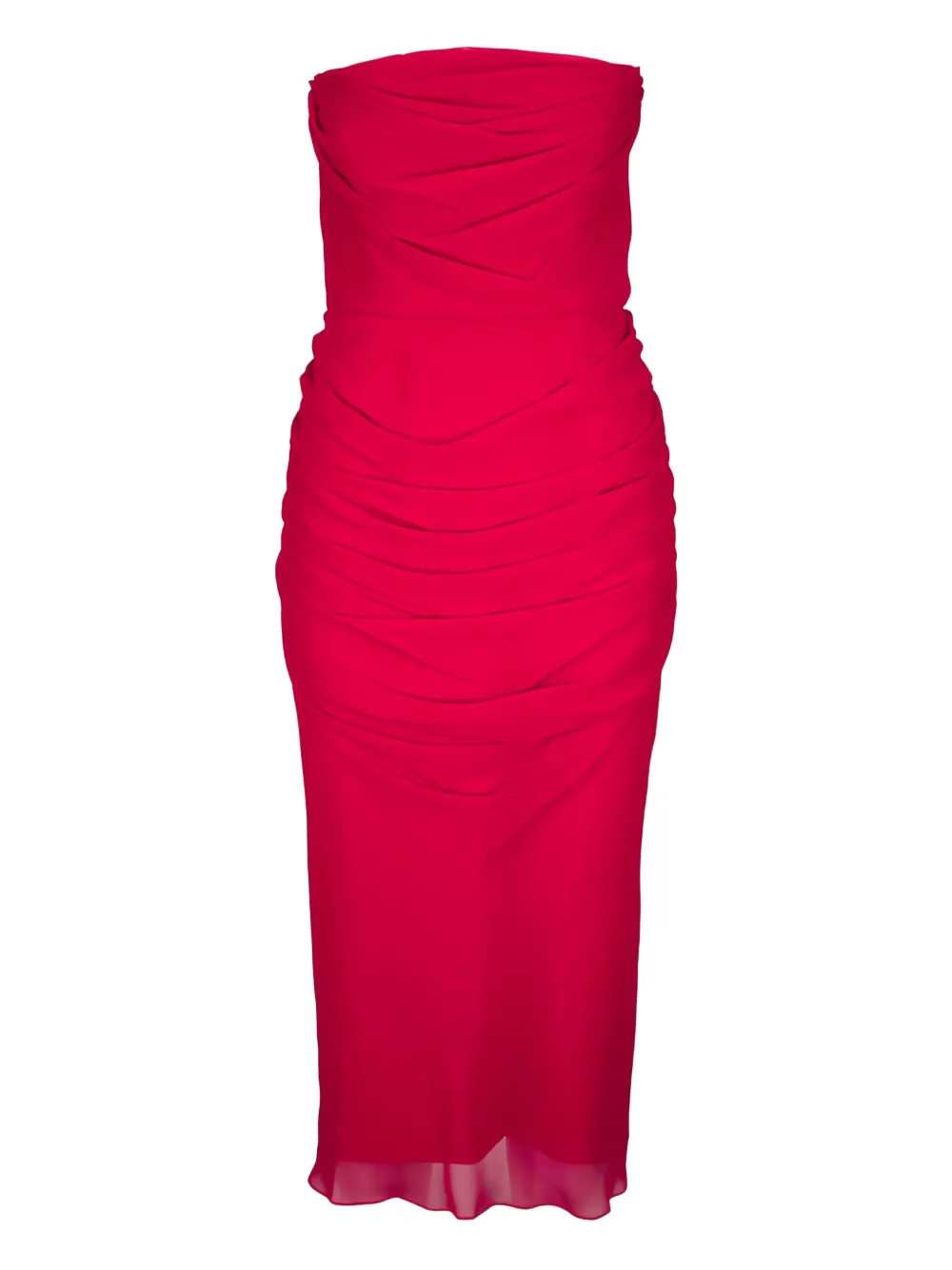 Carolina Herrera strapless draped midi dress - Rot