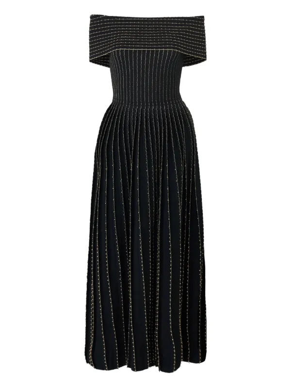 carolina herrera off the shoulder dress Carolina Herrera Off-The-Shoulder Ruched Denim Midi Dress UFO No More