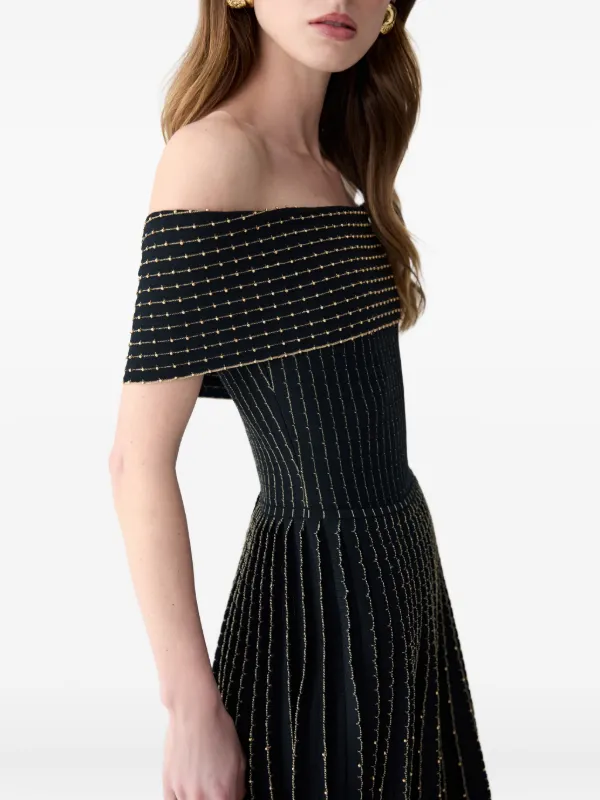 Carolina Herrera bead-embroidered off-shoulder Dress | Black | FARFETCH GE