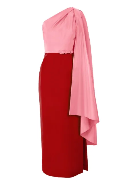 Carolina Herrera colour-block detachable-cape midi dress