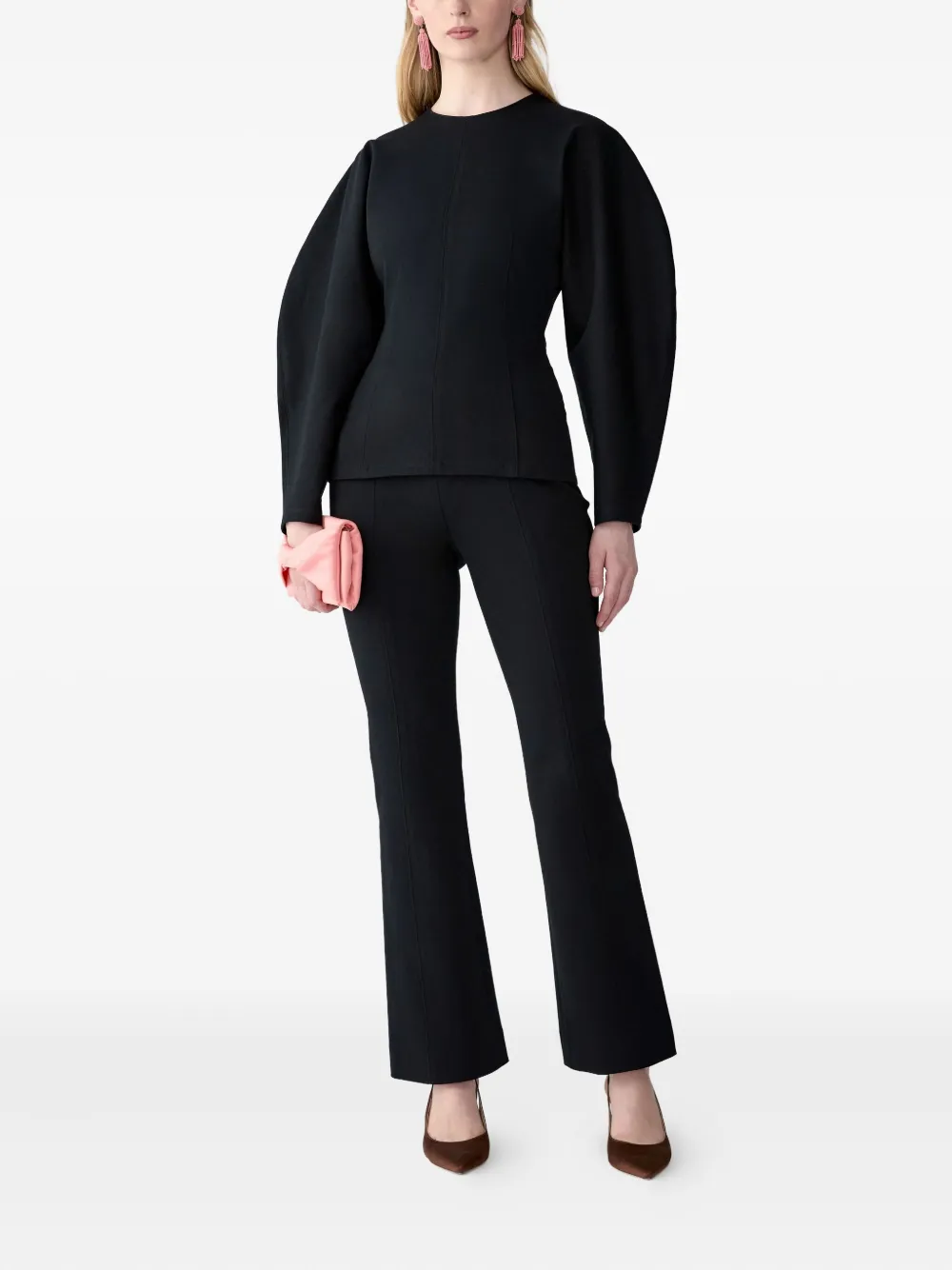 Carolina Herrera arc-sleeves ponte blouse - Zwart