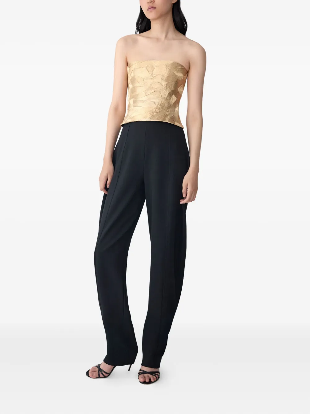 Carolina Herrera Metallic bustier top met borduurwerk Goud