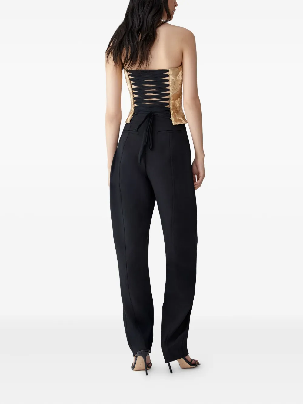 Carolina Herrera Metallic bustier top met borduurwerk Goud