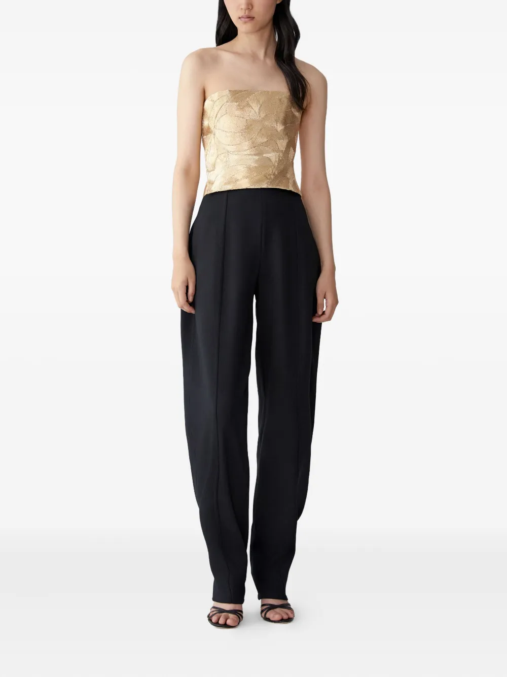 Carolina Herrera Metallic bustier top met borduurwerk Goud