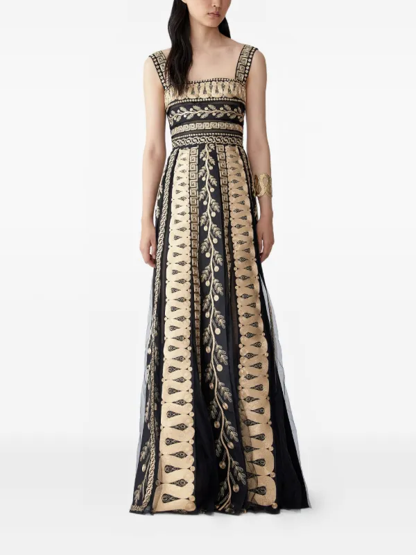 Carolina Herrera Embroidered A-line Gown | Black | FARFETCH JO