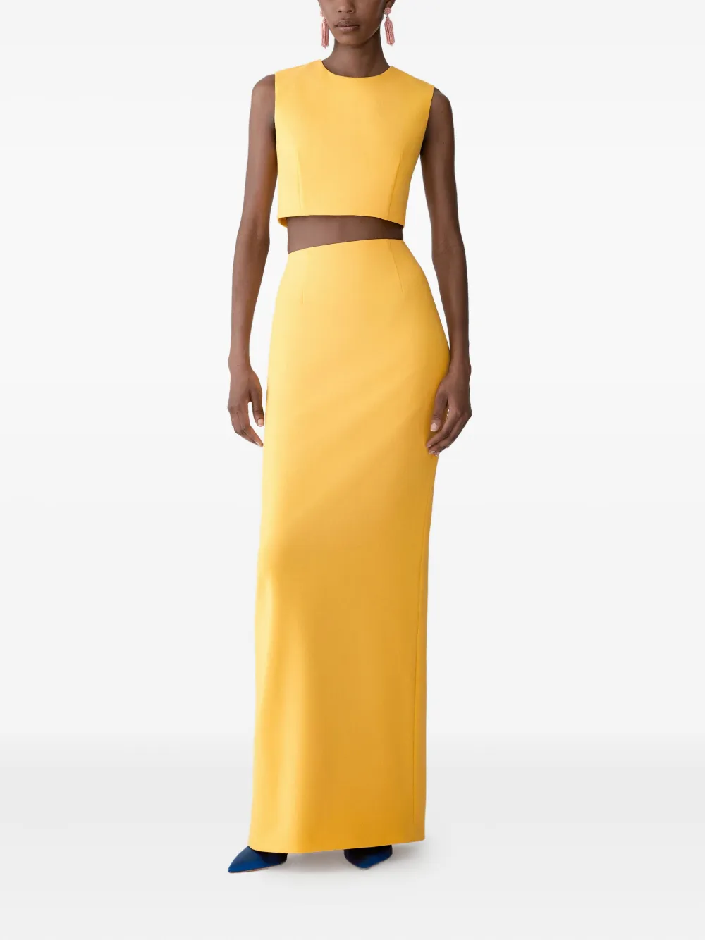Carolina Herrera Sleeveless Cropped Blouse In Yellow