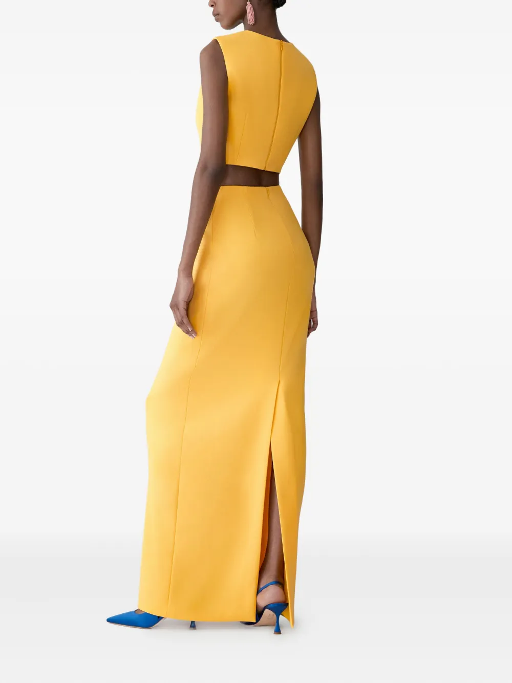 Carolina Herrera Sleeveless Cropped Blouse In Yellow
