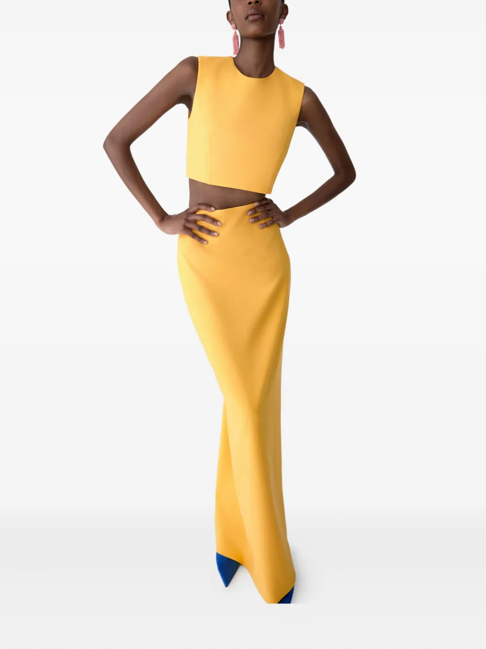 Carolina Herrera Sleeveless Cropped Blouse In Yellow