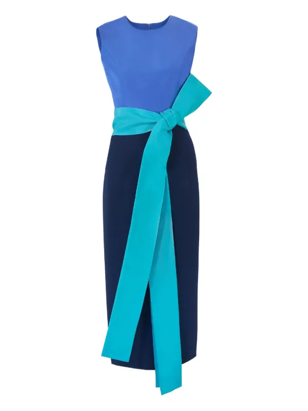 Carolina Herrera Color-blocked Midi Dress With Sash | Blue | FARFETCH Carolina Herrera Color-blocked Midi Dress With Sash | Blue | FARFETCH