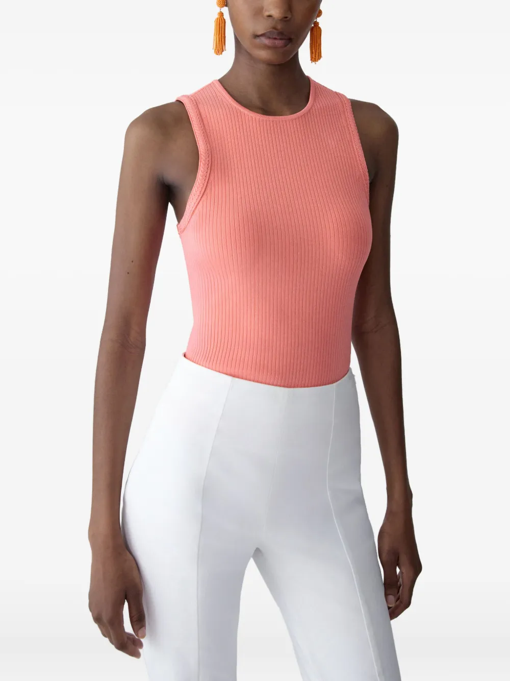 Carolina Herrera Ribbed Tank Top In Pink