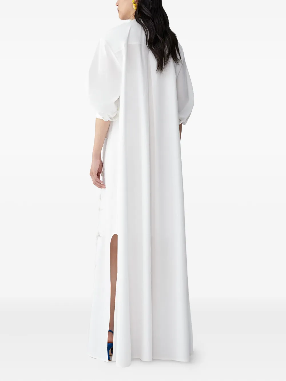 Carolina Herrera Avondjurk met borduurwerk en knopen - Wit