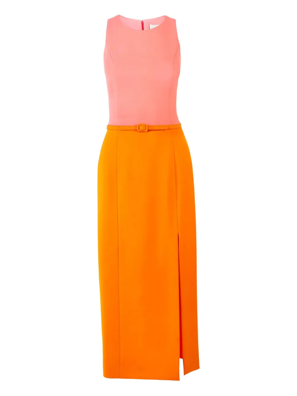 Carolina Herrera Colourblock-design Belted Midi Dress In Orange