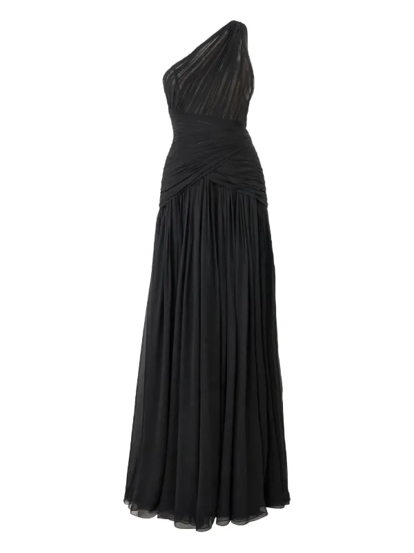 Carolina Herrera Gathered One-shoulder Gown in Black