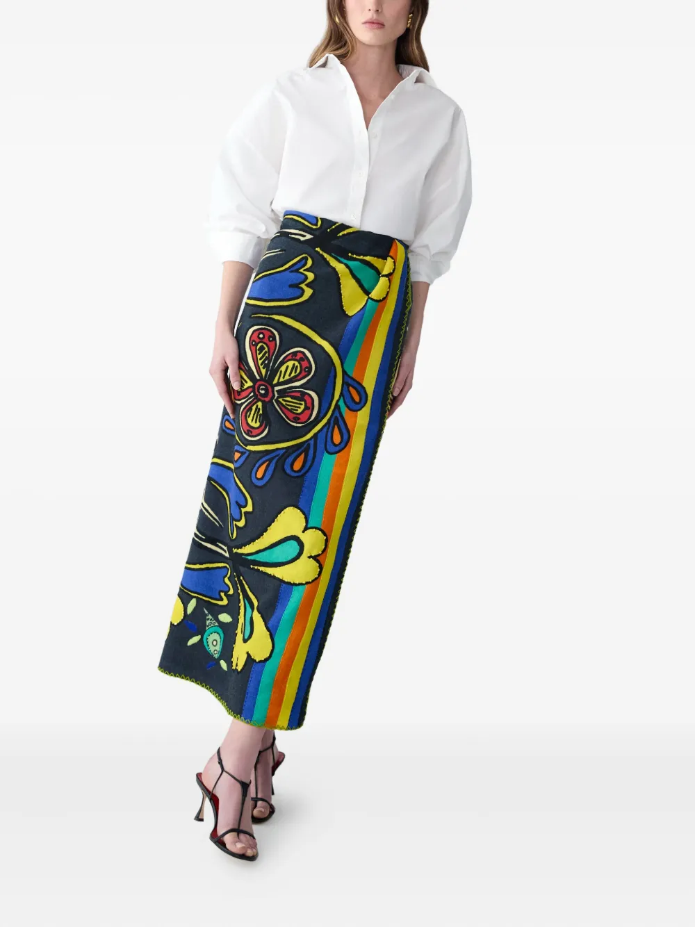 Carolina Herrera Rianna + Nina Printed Beaded-embellished Scarf In Black