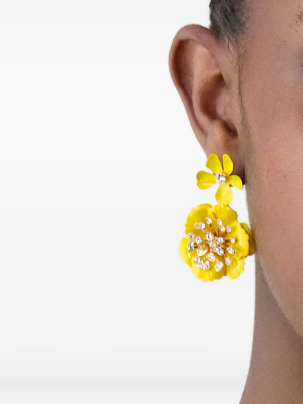 Carolina Herrera Floral-design Dangle Earrings In Yellow