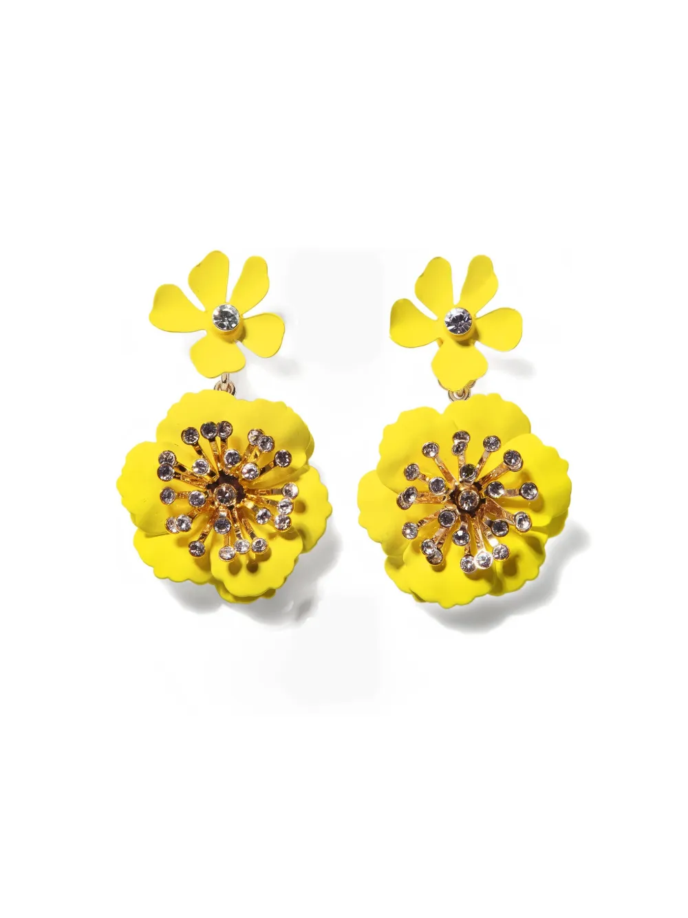 Carolina Herrera floral-design dangle earrings - Geel