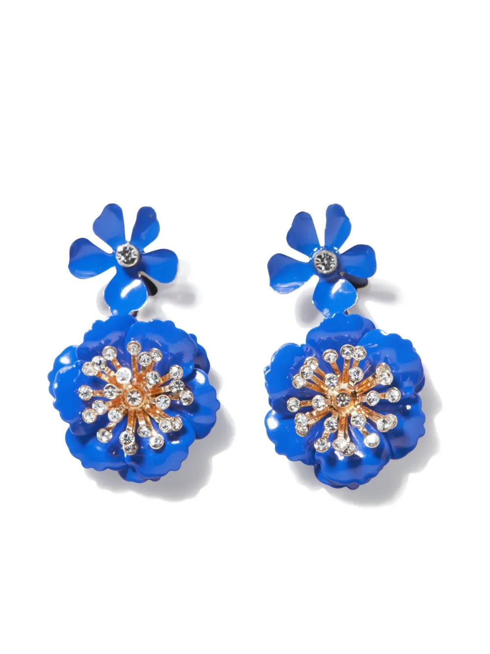 Carolina Herrera Floral Dangle Earrings In Blue