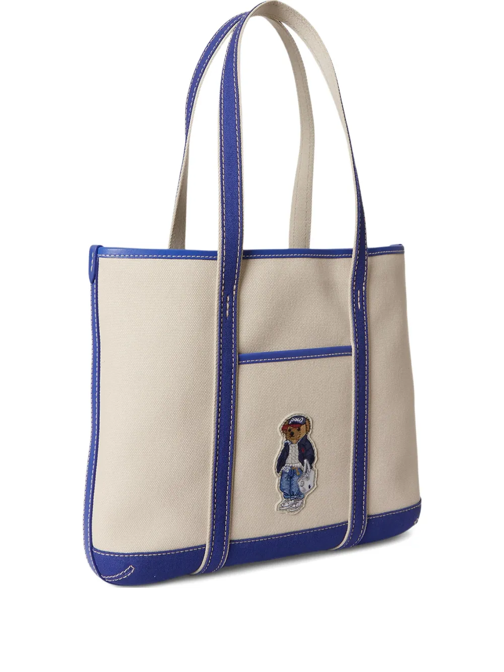 Polo Ralph Lauren Embroidered-patch Canvas Tote Bag In Neutral