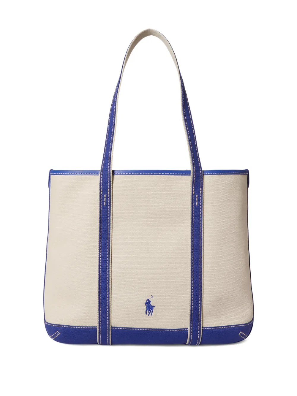 Polo Ralph Lauren Embroidered-patch Canvas Tote Bag In Neutral