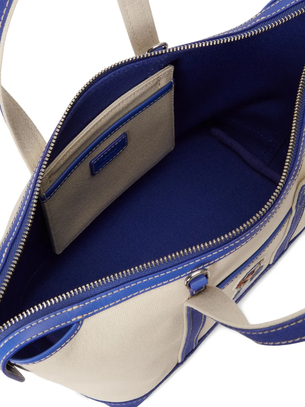 Polo Ralph Lauren Embroidered-patch Canvas Tote Bag In Neutral