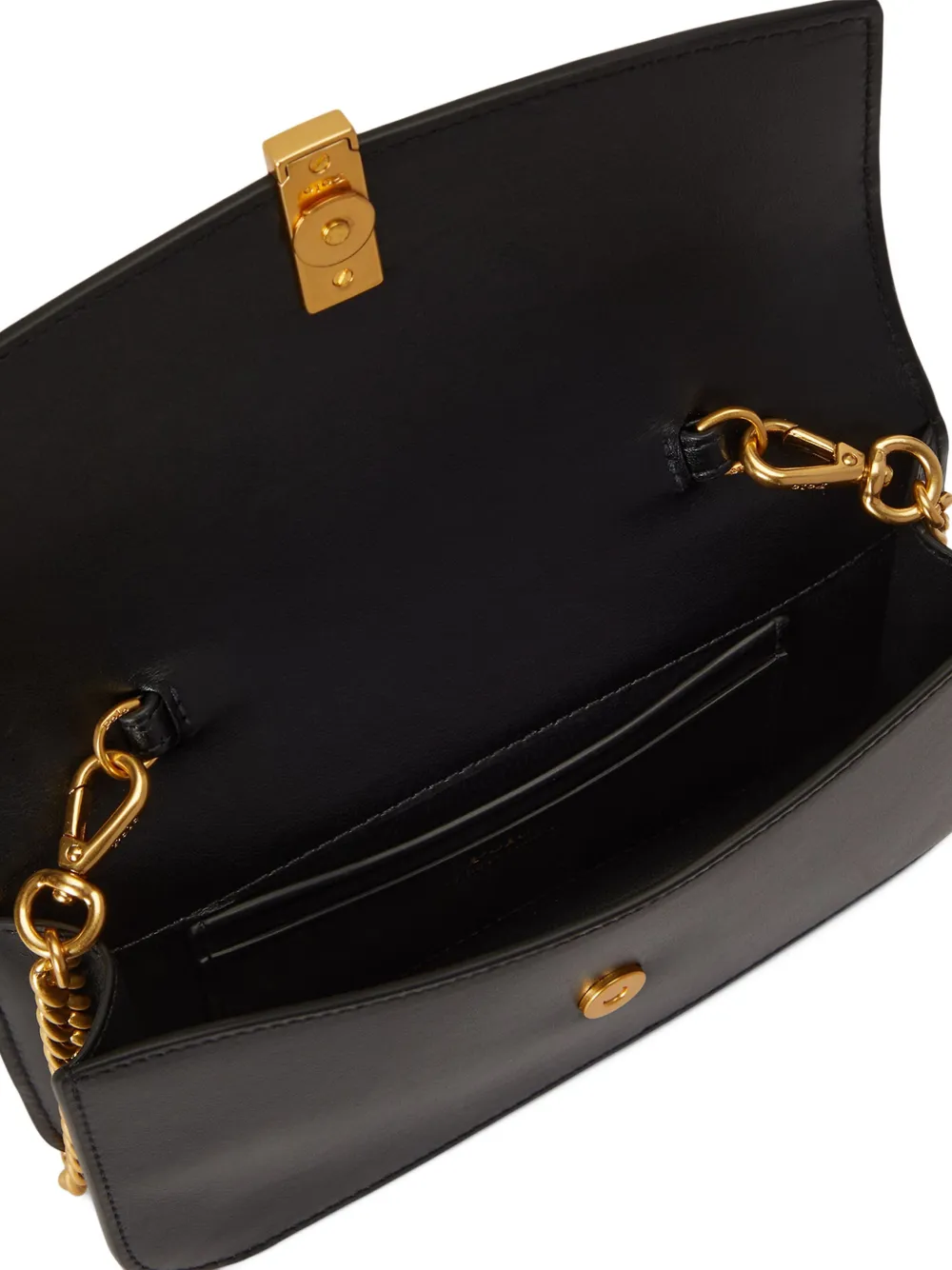 Polo Ralph Lauren Chain-link Leather Wallet On Strap In Black