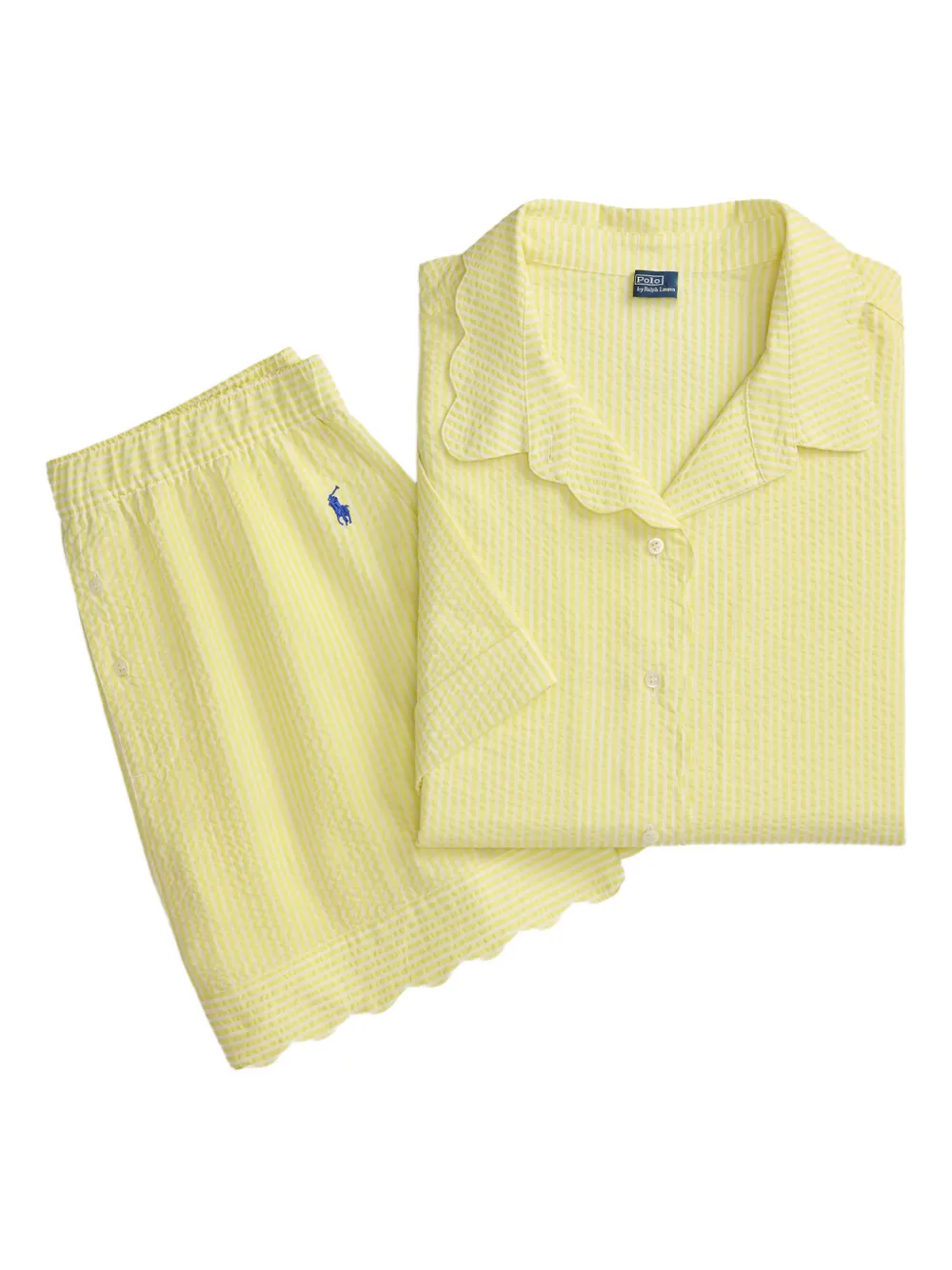 Polo Ralph Lauren Gestreifter Pyjama mit Wellensaum - Gelb