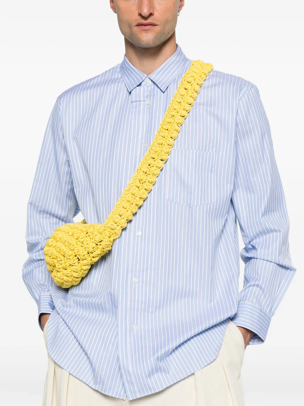 Comme Des Garçons Shirt Gestreepte overhemd met zak Blauw