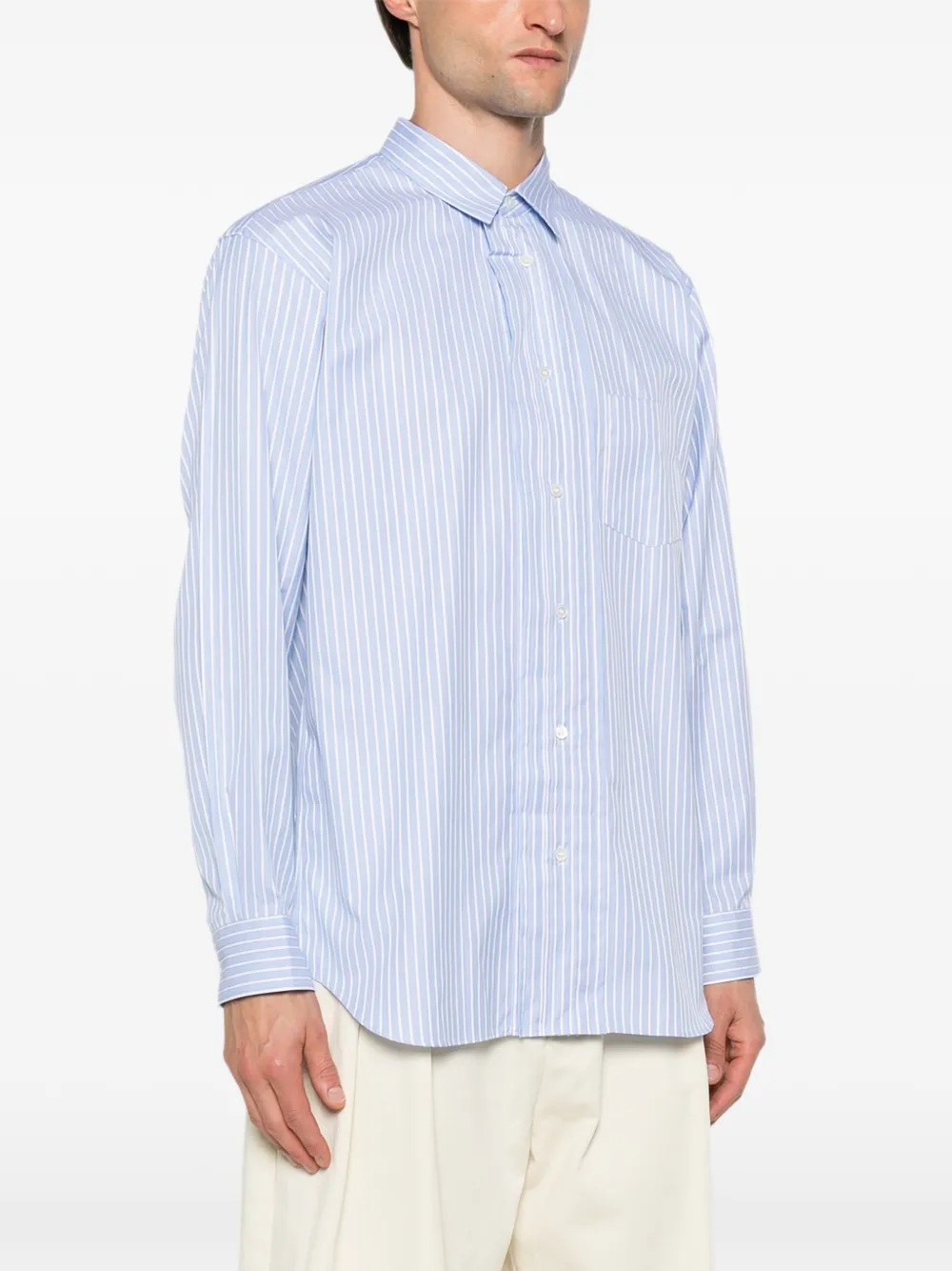 Comme Des Garçons Shirt Gestreepte overhemd met zak Blauw