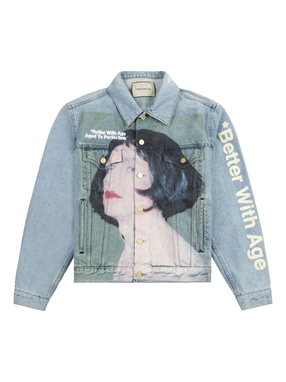Better with Age Giacca denim Brandy con stampa grafica - Blu